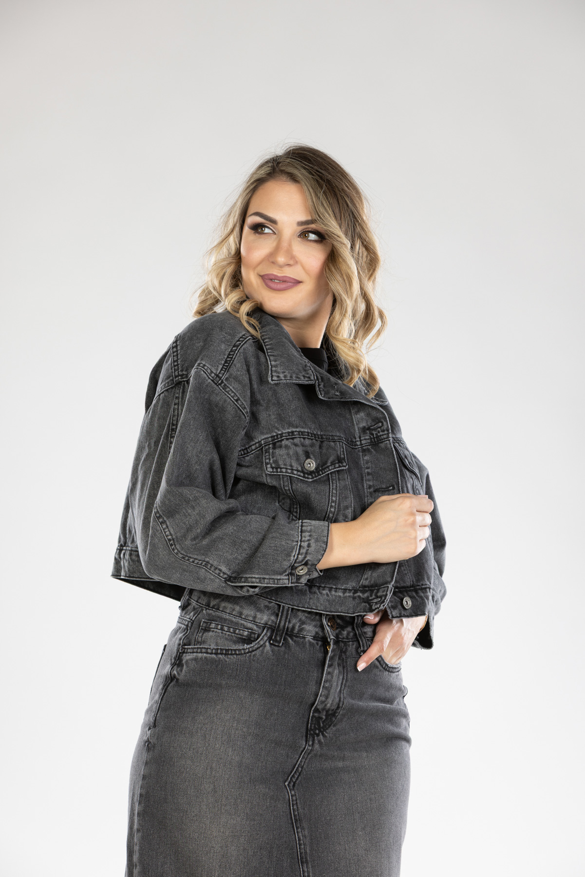Ženska teksas jakna 3301 Crna