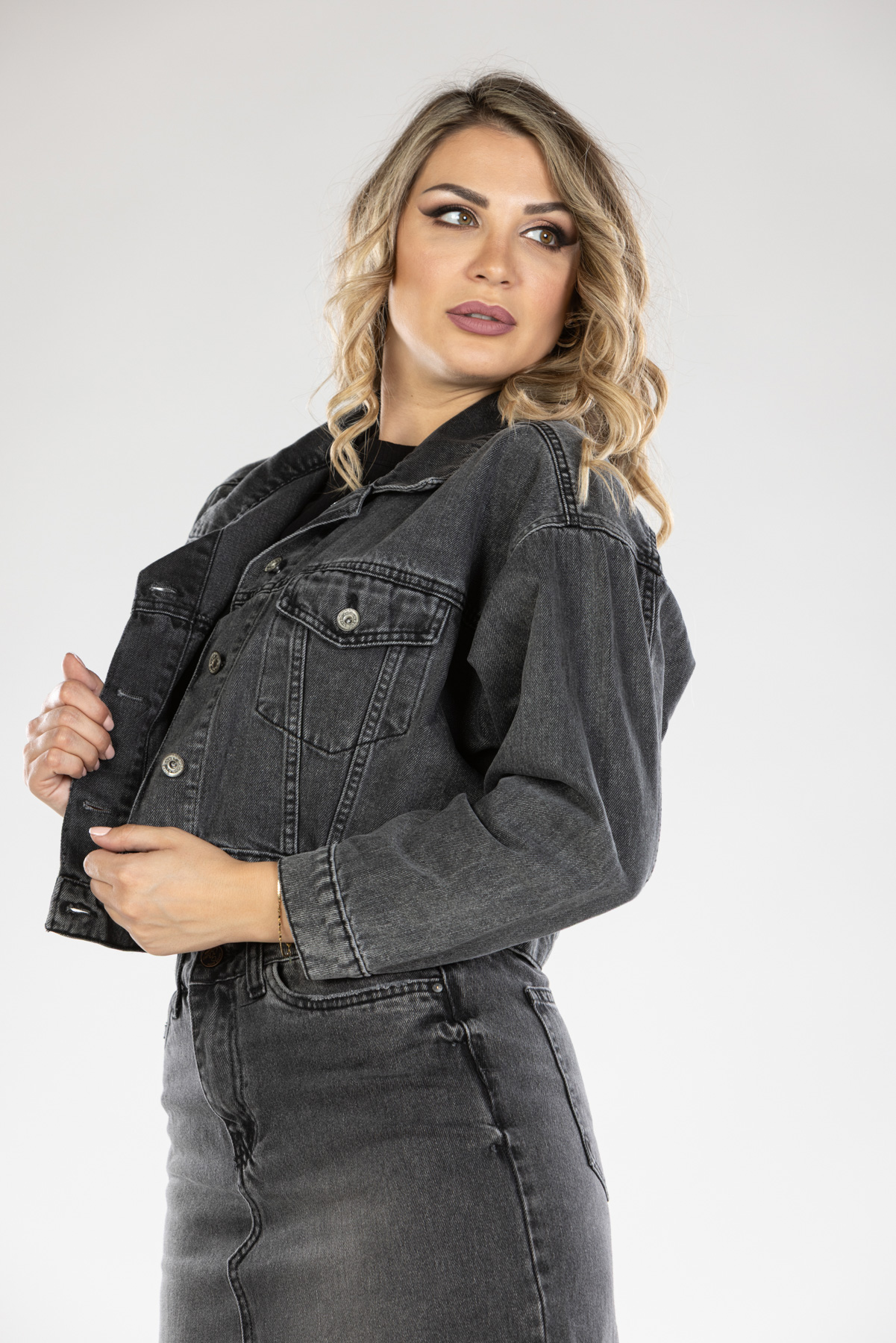 Ženska teksas jakna 3301 Crna