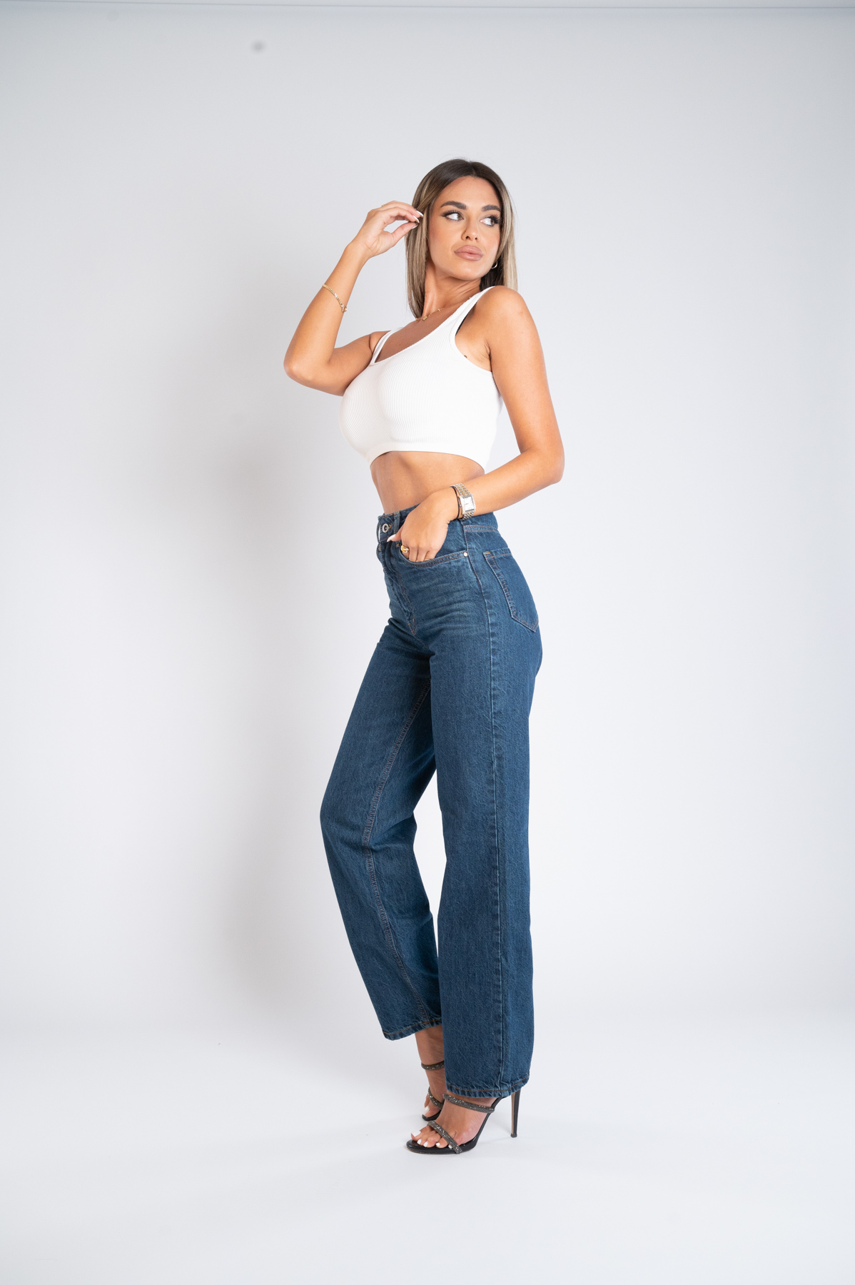 Ženska teksas pantalona Art.3346 Tamno plava