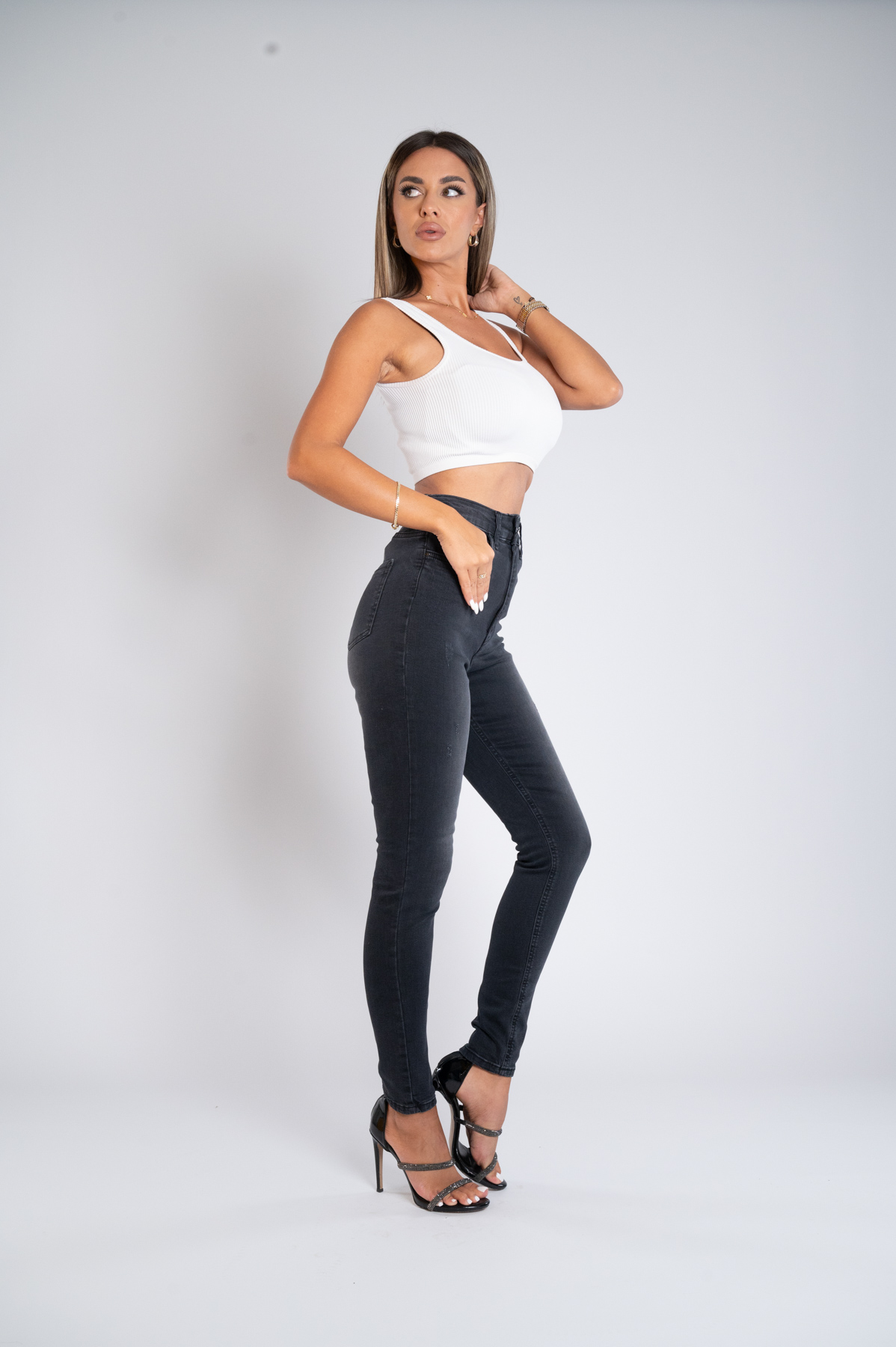 Ženska teksas pantalona Art.3340 Tamno siva